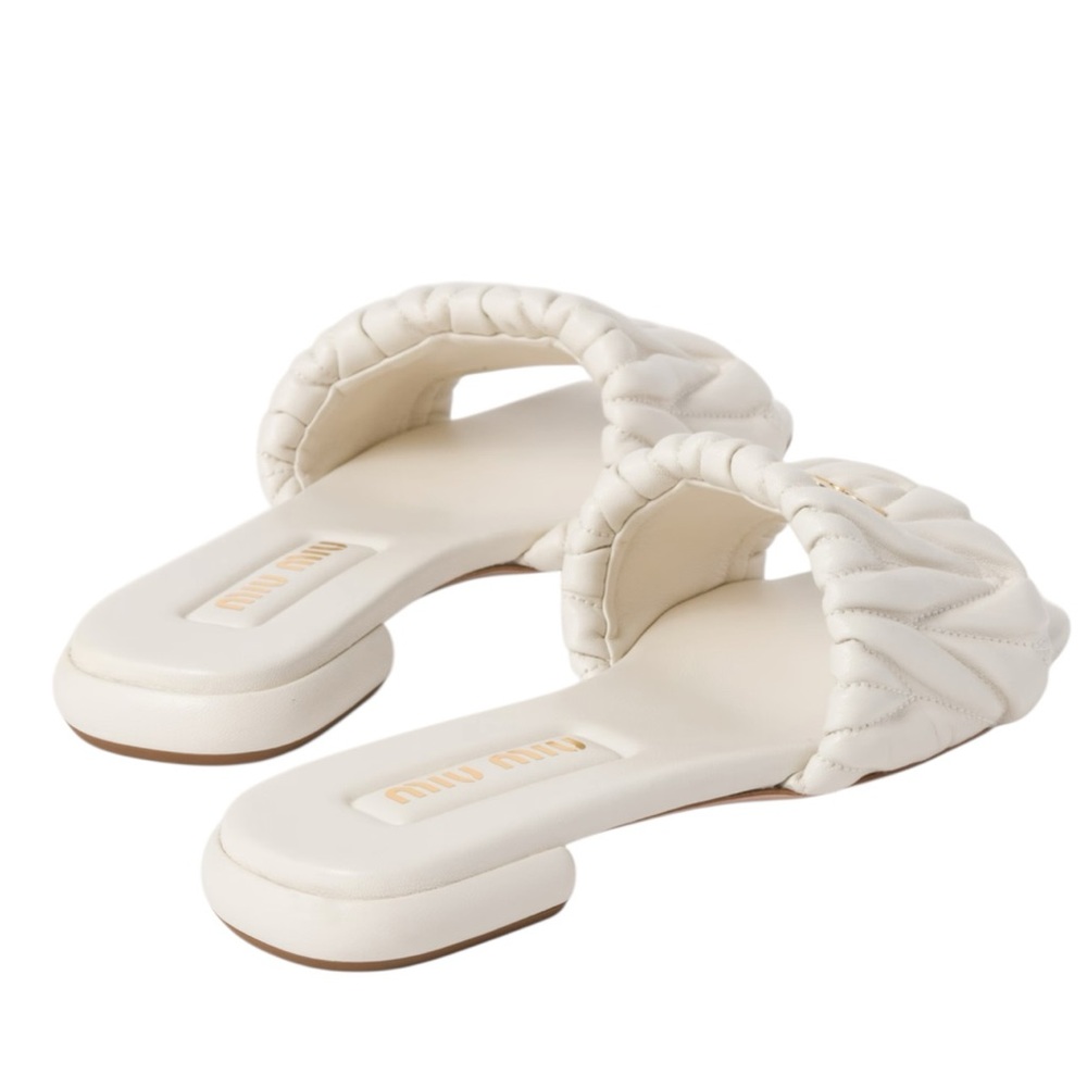 ✨ Miu Miu Matelassé Style Quilted Slide Sandals | White | Size 10 | NWOT